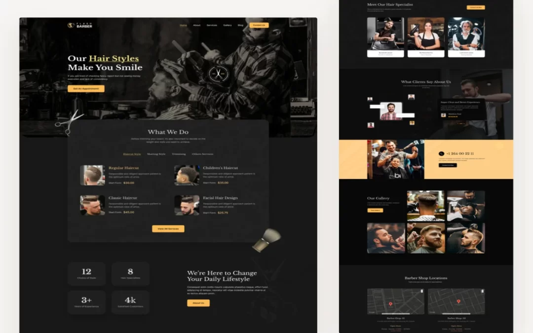 Divi Barber shop Layout Packs